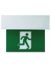 LED Edge-lit Running Man Sign - 120/347 Volt - AC/DC LED Connection - Single Face Plate - Universal Pictograms - White Color - Recessed Ceiling - Beghelli GD-RMLRC1-0LR-120347V-UDC